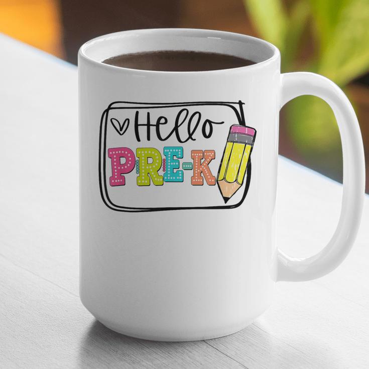 Hello Pre-K Team Preschool Teacher Kids Back To School Graphic Print Coffee Mug, funny gift
