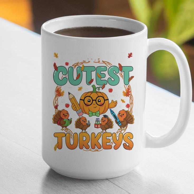 Humor I Teach The Cutest Turkeys Thanksgiving Teacher Graphic Print Coffee Mug, funny gift