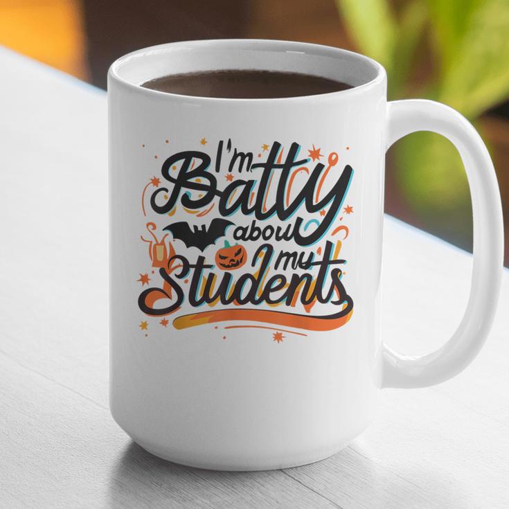 I'm Batty About My Students Watercolor Bat Teacher Halloween Graphic Print Coffee Mug, funny gift