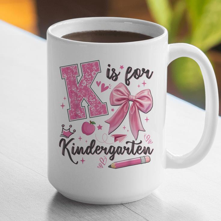 K Is For Kindergarten Teacher Coquette Bow Back To School Graphic Print Coffee Mug, funny gift K Is For Kindergarten Teacher Coquette Bow Back To School Graphic Print Coffee Mug, funny gift
