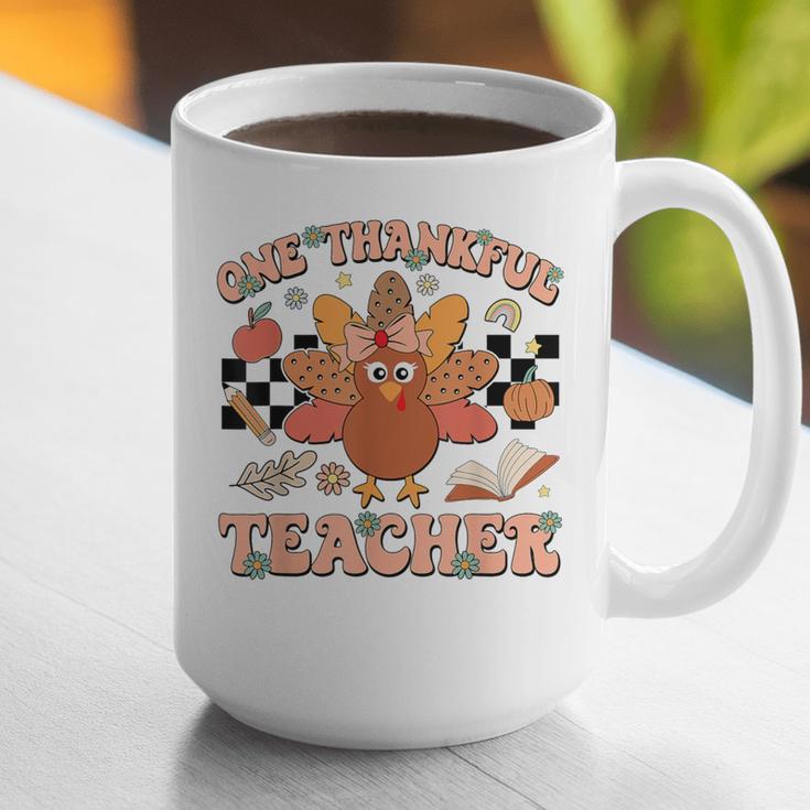 One Thankful Teacher Thanksgiving Retro Groovy Fall Teachers Graphic Print Coffee Mug, Groovy Teacher Mugs, funny gift One Thankful Teacher Thanksgiving Retro Groovy Fall Teachers Graphic Print Coffee Mug, Groovy Teacher Mugs, funny gift
