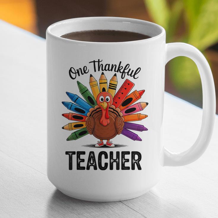 One Thankful Teacher Thanksgiving TurkeyCute Pencil Graphic Print Coffee Mug, funny gift
