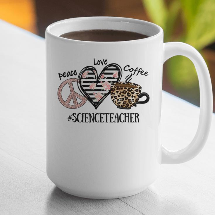 Peace Love Coffee Science Teacher Graphic Print Coffee Mug, Science Teacher Mugs, funny gift