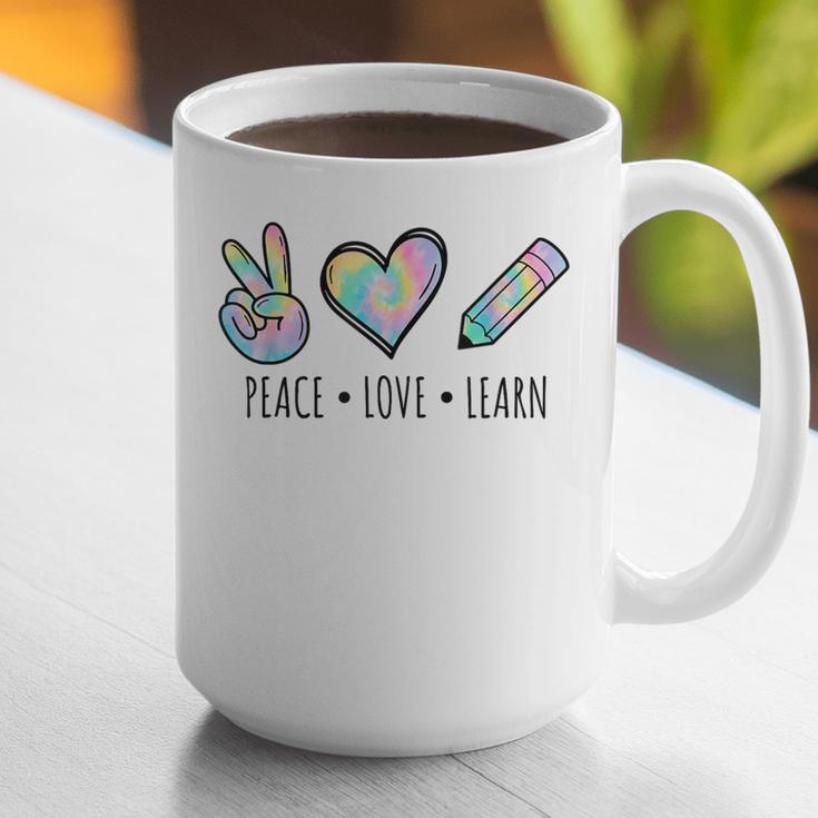 Peace Love Learn Tie Dye Teacher Kids 100th Days Of School Graphic Print Coffee Mug, funny gift