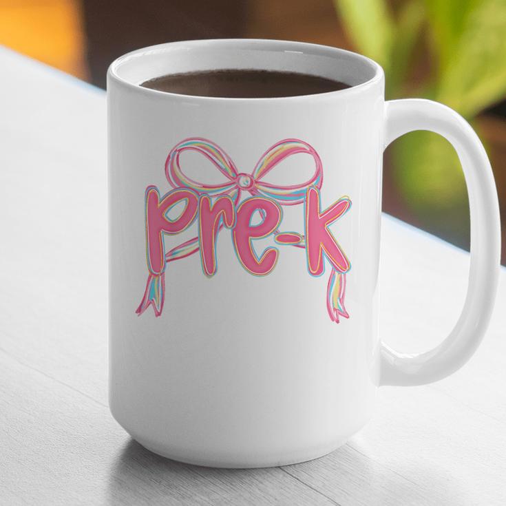 Preppy Pre k Back To School Pre-k Teachers Girls Cute Bow Graphic Print Coffee Mug, funny gift Preppy Pre k Back To School Pre-k Teachers Girls Cute Bow Graphic Print Coffee Mug, funny gift