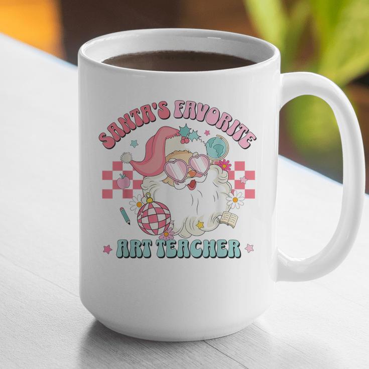 Retro Pink Christmas Santa's Favorite Art Teacher Artist Graphic Print Coffee Mug, funny gift Retro Pink Christmas Santa's Favorite Art Teacher Artist Graphic Print Coffee Mug, funny gift