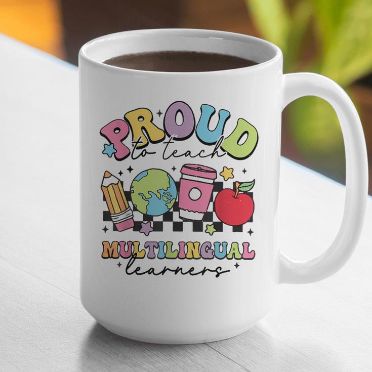 Retro Proud To Teach Multilingual Learners English Teacher Graphic Print Coffee Mug, English Teacher Mugs, funny gift