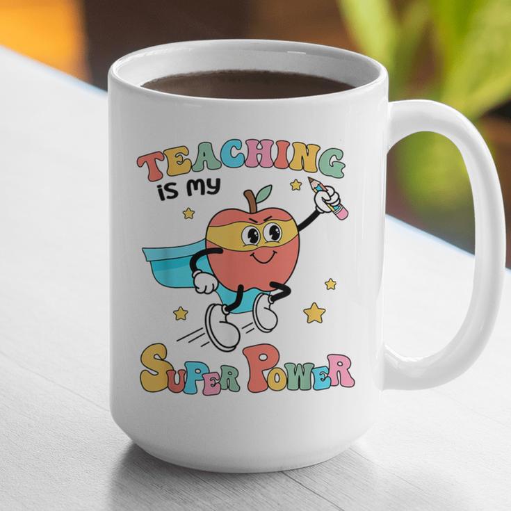 Retro Teaching Is My Superpower Apple Teacher Appreciation Graphic Print Coffee Mug, funny gift