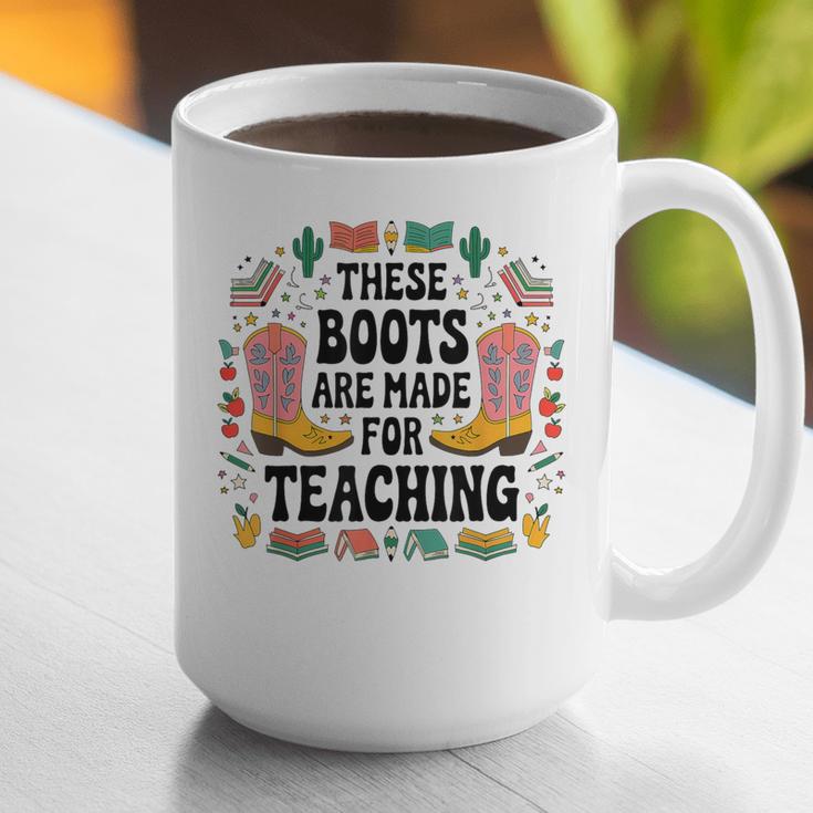 These Boots Are Made Teaching Western Cowboy Teacher Graphic Print Coffee Mug, funny gift