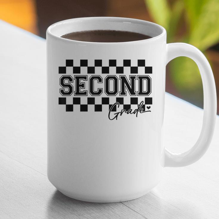 Second Grade Checkered Teacher 1st Day Back To School Women Graphic Print Coffee Mug, funny gift
