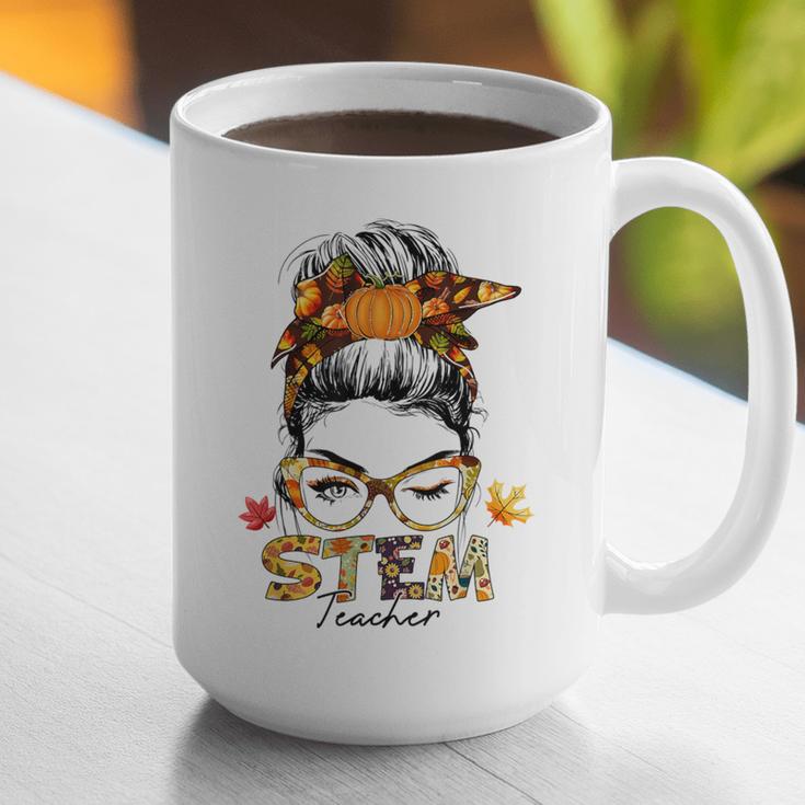 STEM Teacher Messy Bun Fall Vibes Autumn Thanksgiving Men Women Graphic Print Coffee Mug, funny gift STEM Teacher Messy Bun Fall Vibes Autumn Thanksgiving Men Women Graphic Print Coffee Mug, funny gift