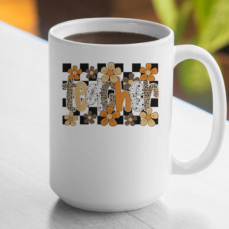 Teacher Appreciation Boho Floral Leopard Checkered Graphic Print Coffee Mug, funny gift Teacher Appreciation Boho Floral Leopard Checkered Graphic Print Coffee Mug, funny gift