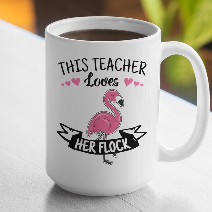 This Teacher Loves Her Flock Cute Flamingo Teacher Graphic Print Coffee Mug, funny gift This Teacher Loves Her Flock Cute Flamingo Teacher Graphic Print Coffee Mug, funny gift