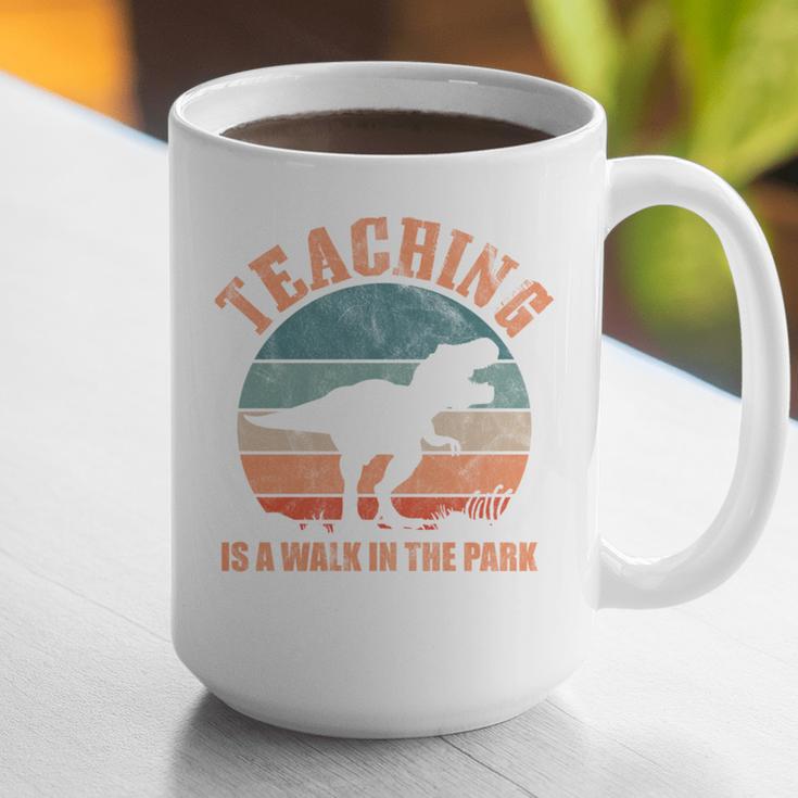 Teaching Is A Walk In The Park Teacher T-Rex Retro Graphic Print Coffee Mug, funny gift