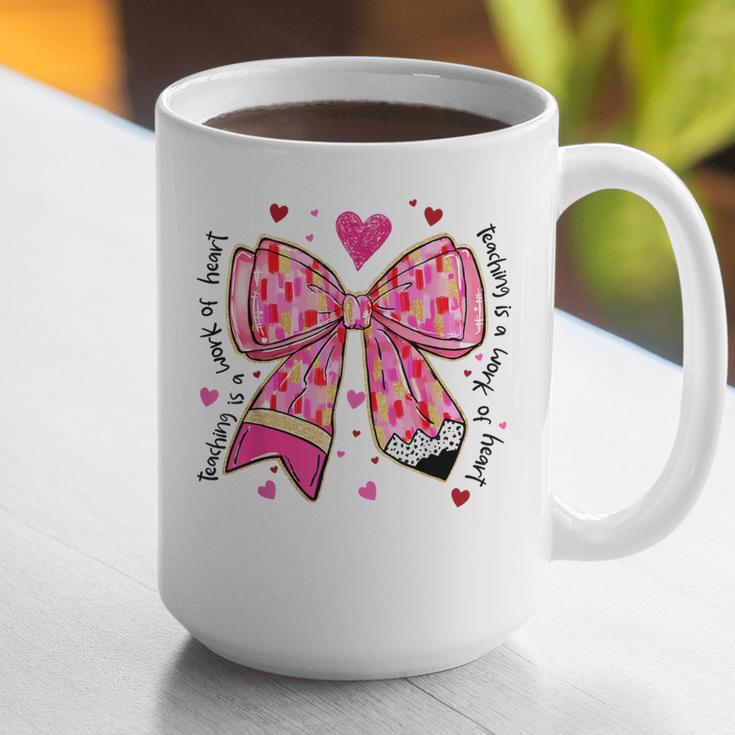 Teaching Is A Work Of Heart Pencil Bow Teacher Valentine Graphic Print Coffee Mug, funny gift Teaching Is A Work Of Heart Pencil Bow Teacher Valentine Graphic Print Coffee Mug, funny gift