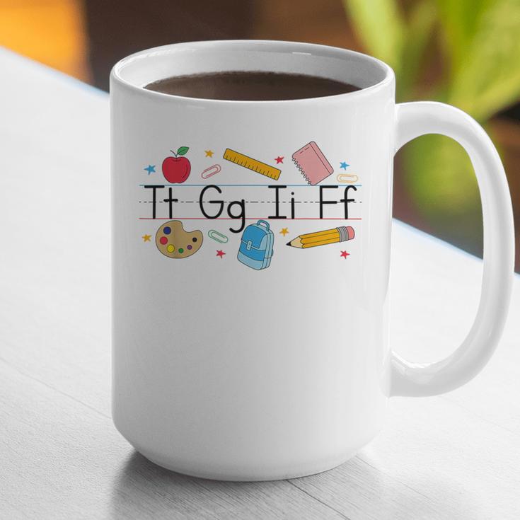 TGIF Teacher Alphabet Kindergarten Teacher Appreciation Graphic Print Coffee Mug, funny gift