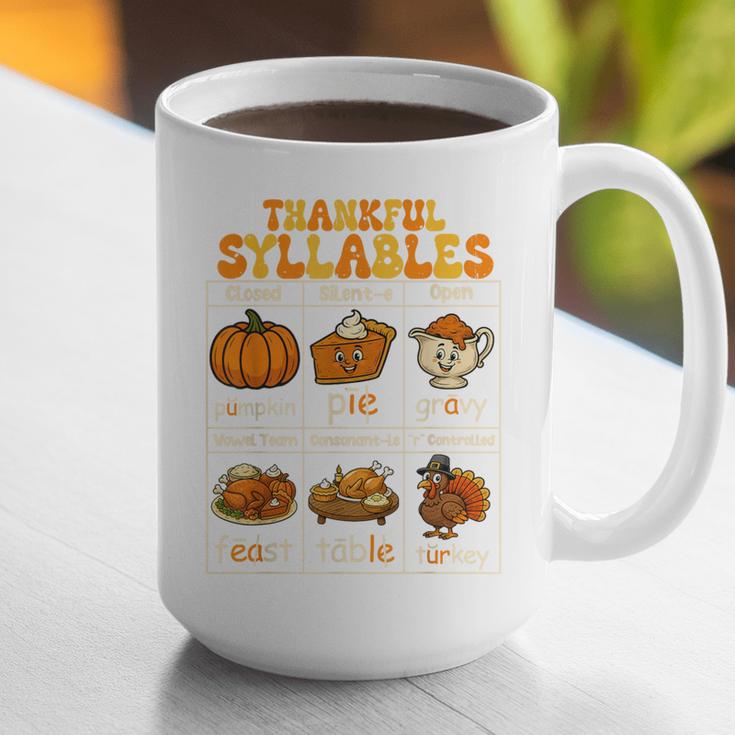 Thankful Syllables Teacher Thanksgiving Educational Kids Graphic Print Coffee Mug, funny gift Thankful Syllables Teacher Thanksgiving Educational Kids Graphic Print Coffee Mug, funny gift