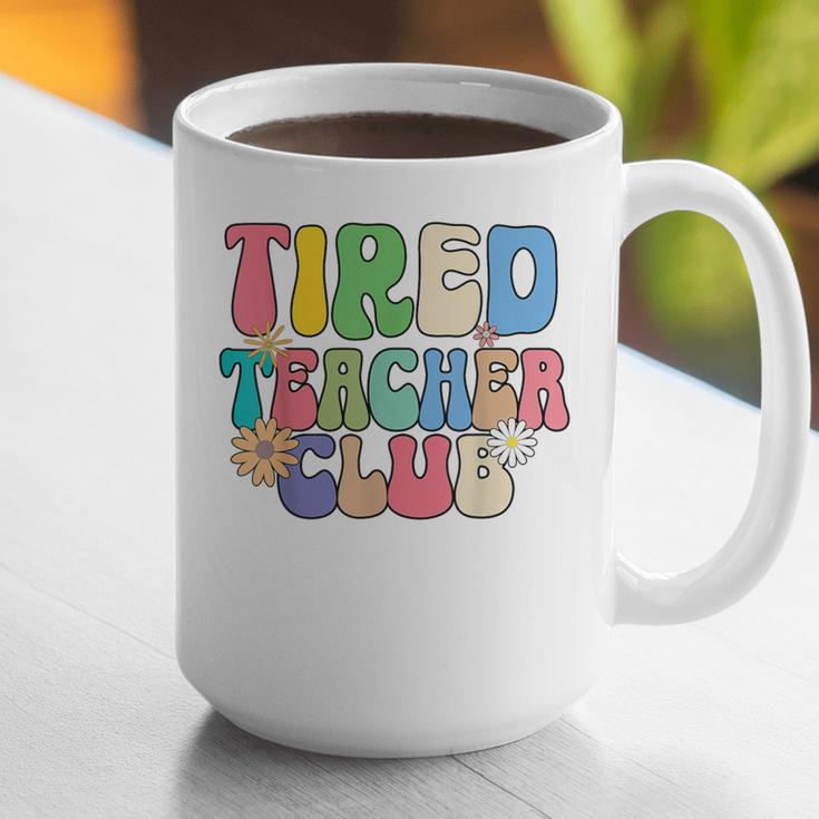Tired Teachers Club Groovy Teachers Back To School Graphic Print Coffee Mug, funny gift