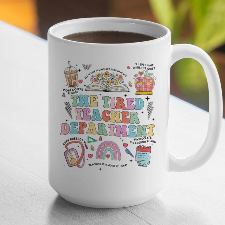The Tired Teachers Department Retro Groovy Back To School Graphic Print Coffee Mug, funny gift The Tired Teachers Department Retro Groovy Back To School Graphic Print Coffee Mug, funny gift