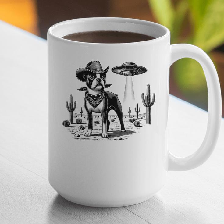 Vintage Boston Terrier UFO Western Wild West Dog Mom Dad Graphic Print Coffee Mug, Boston Terrier Dad Mugs, Boston Terrier Mom Mugs, funny gift