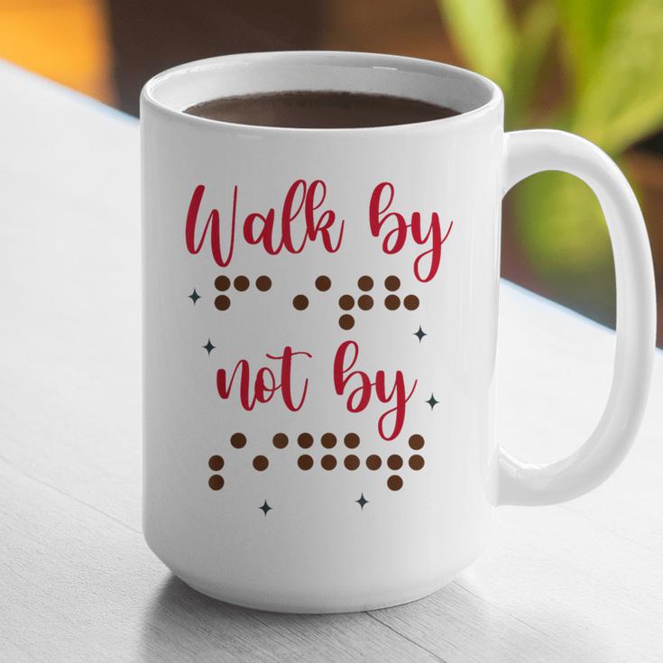 Visually Impaired Teacher Braille Bible Verse Walk By Faith Graphic Print Coffee Mug, funny gift Visually Impaired Teacher Braille Bible Verse Walk By Faith Graphic Print Coffee Mug, funny gift