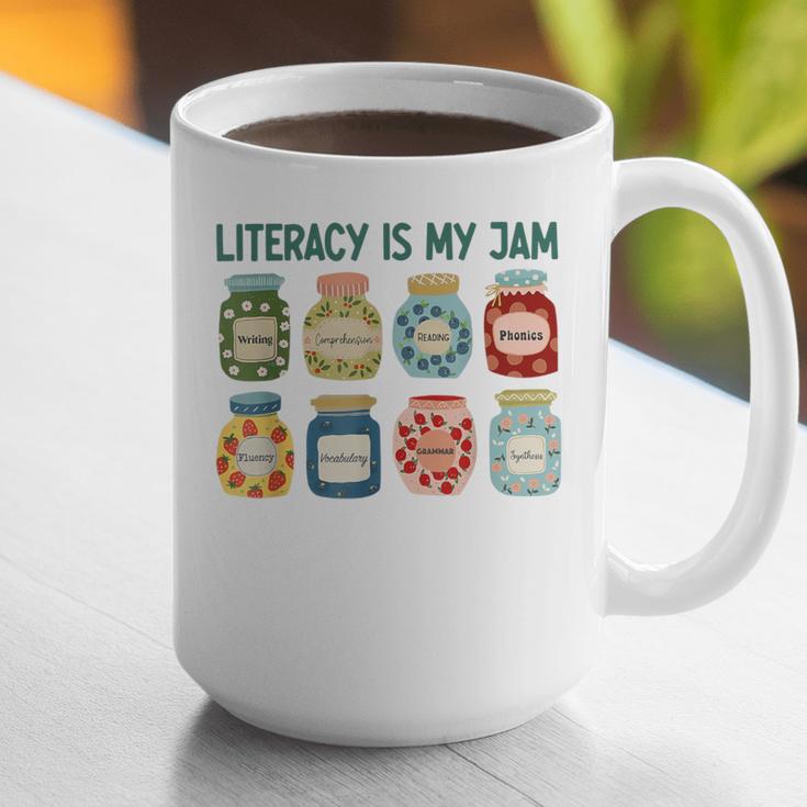 Women Literacy Is My Jam Literacy Teacher Reading Teacher Graphic Print Coffee Mug, funny gift