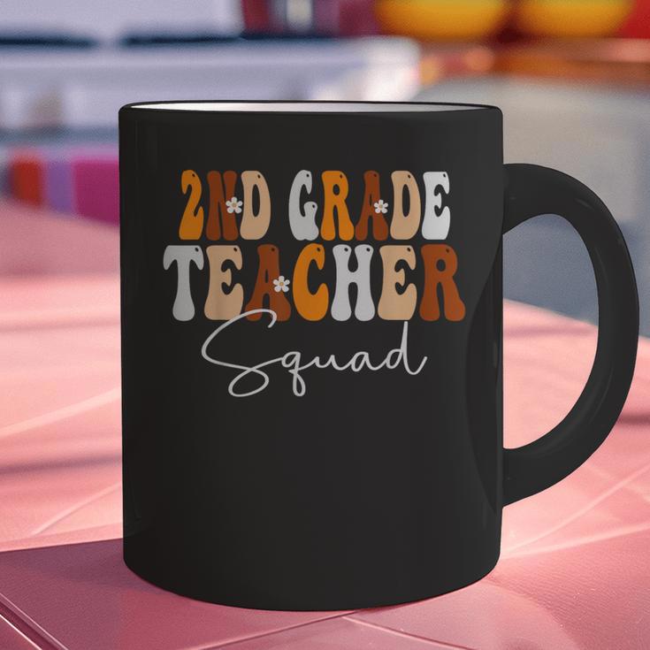 2nd Grade Teacher Squad Cute Women Groovy Fall Autumn Lovers Graphic Print Coffee Mug, Groovy Teacher Mugs, 2nd Grade Teacher Mugs, gift for family, gift for coworker