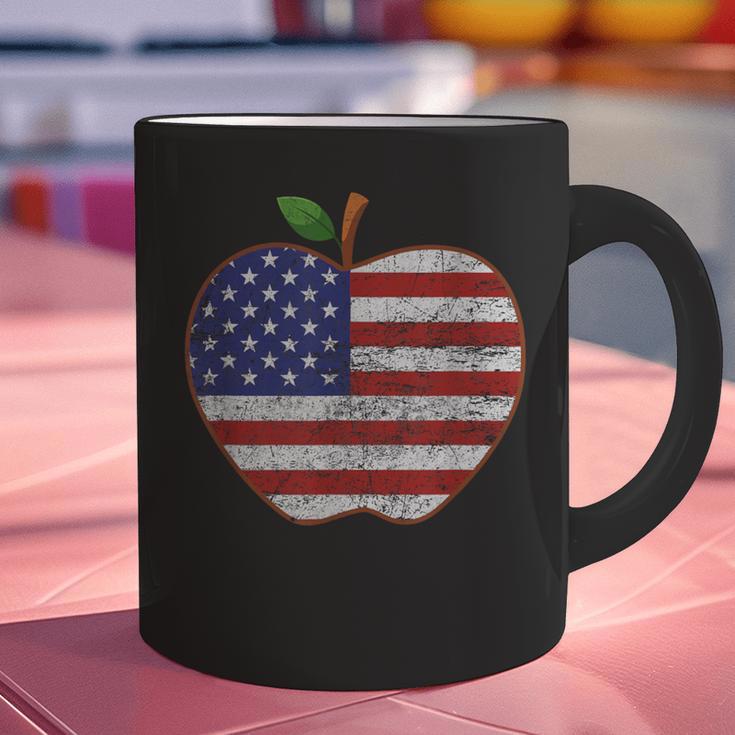 American Flag Teachers Students Apple 4th Of July Vintage Graphic Print Coffee Mug, gift for family, gift for coworker American Flag Teachers Students Apple 4th Of July Vintage Graphic Print Coffee Mug, gift for family, gift for coworker
