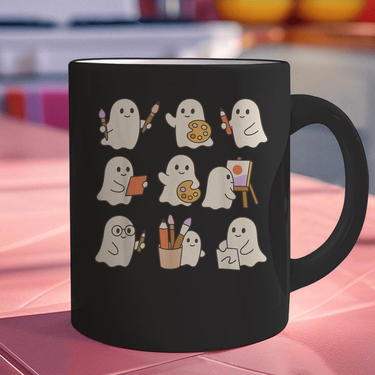Art Teacher Ghost Halloween Artists Painter Teacher Spooky Graphic Print Coffee Mug, gift for family, gift for coworker