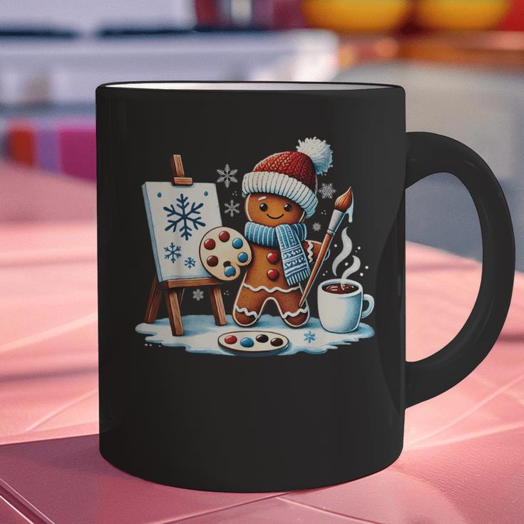 Artist Gingerbread Painter Art Teacher Student Christmas Graphic Print Coffee Mug, gift for family, gift for coworker