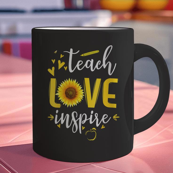 Back To School Teach Love And Inspire Teacher Sunflower Graphic Print Coffee Mug, gift for family, gift for coworker Back To School Teach Love And Inspire Teacher Sunflower Graphic Print Coffee Mug, gift for family, gift for coworker