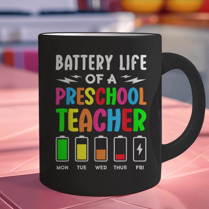 Battery Life Of a Preschool School Teacher School Week Graphic Print Coffee Mug, gift for family, gift for coworker