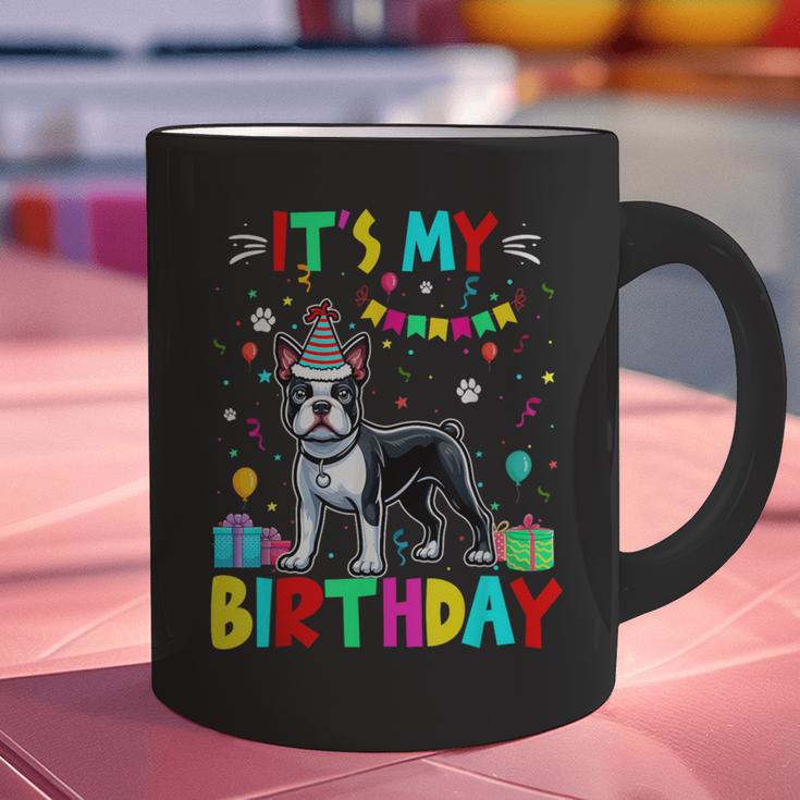 My Birthday Colorful Costume Boston Terrier Party Graphic Print Coffee Mug, gift for family, gift for coworker