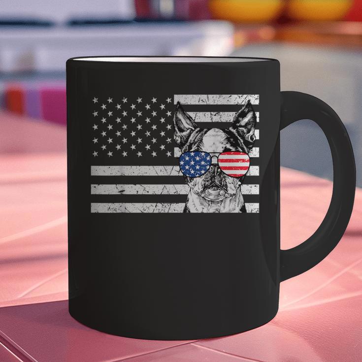 Boston Terrier Dog 4th Of July US American Flag Patriotic Graphic Print Coffee Mug, American Boston Terrier Mugs, Patriotic Boston Terrier Mugs, Boston Terrier 4th Of July Mugs, gift for family, gift for coworker