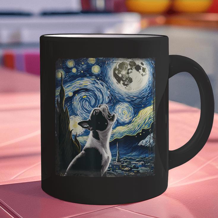 Boston Terrier Dog Art Van Gogh Starry Night Boston Terrier Graphic Print Coffee Mug, gift for family, gift for coworker