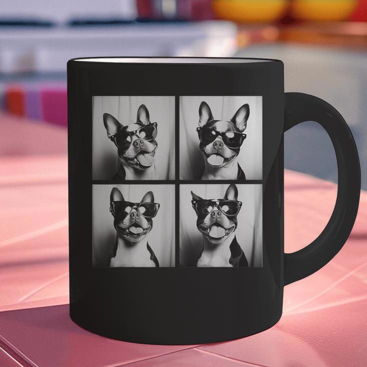 Boston Terrier Dogs With Sunglasses Photo Pets Meme Graphic Print Coffee Mug, gift for family, gift for coworker