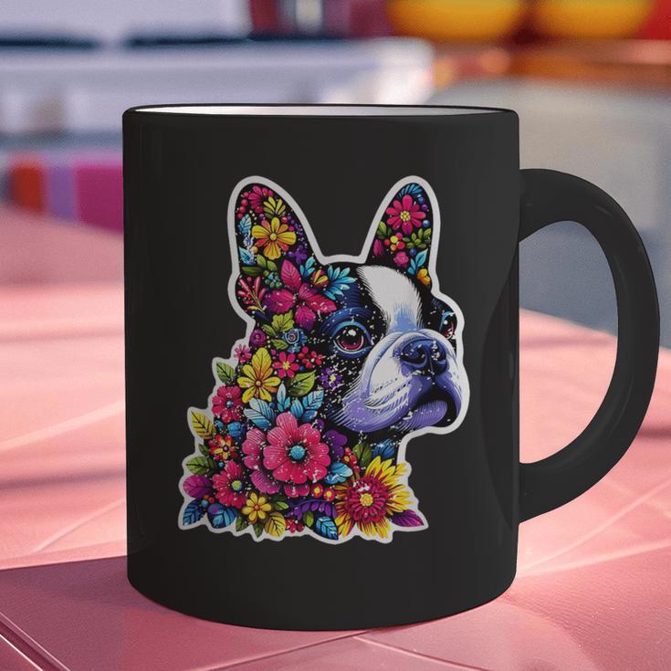 Boston Terrier Floral Vintage Dog Mom Distressed Men Women Kids Graphic Print Coffee Mug, Boston Terrier Mom Mugs, gift for family, gift for coworker