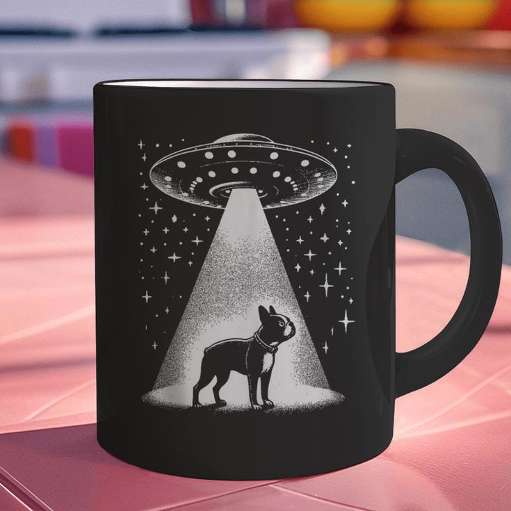 Boston Terrier Mom Dad Dog Alien UFO Graphic Print Coffee Mug, Boston Terrier Dad Mugs, Boston Terrier Mom Mugs, gift for family, gift for coworker