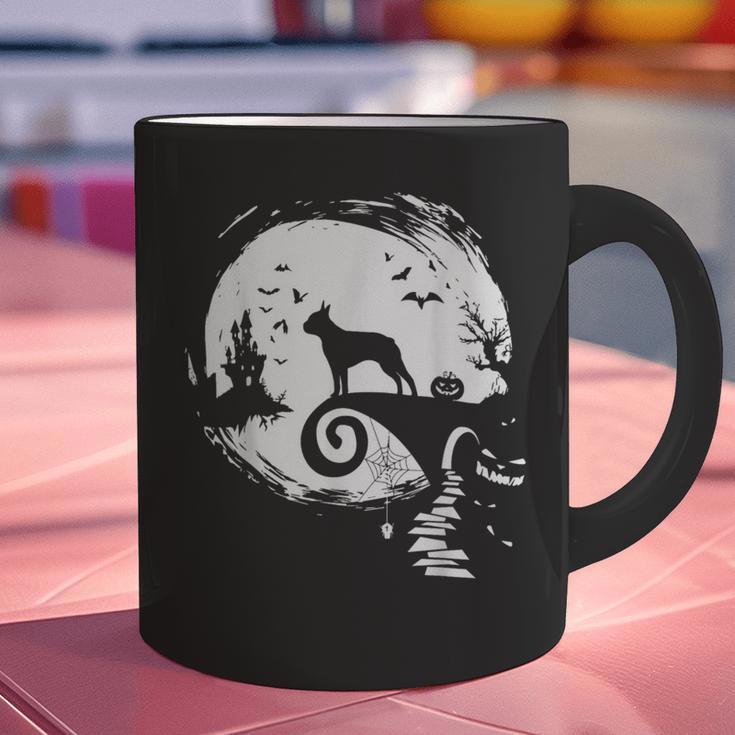 Boston Terrier And Moon Halloween Costume Dog Lover Graphic Print Coffee Mug, Boston Terrier Halloween Mugs, gift for family, gift for coworker