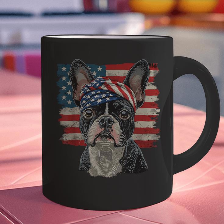 Boston Terrier Patriotic 4th Of July USA American Flag Graphic Print Coffee Mug, American Boston Terrier Mugs, Patriotic Boston Terrier Mugs, Boston Terrier 4th Of July Mugs, gift for family, gift for coworker