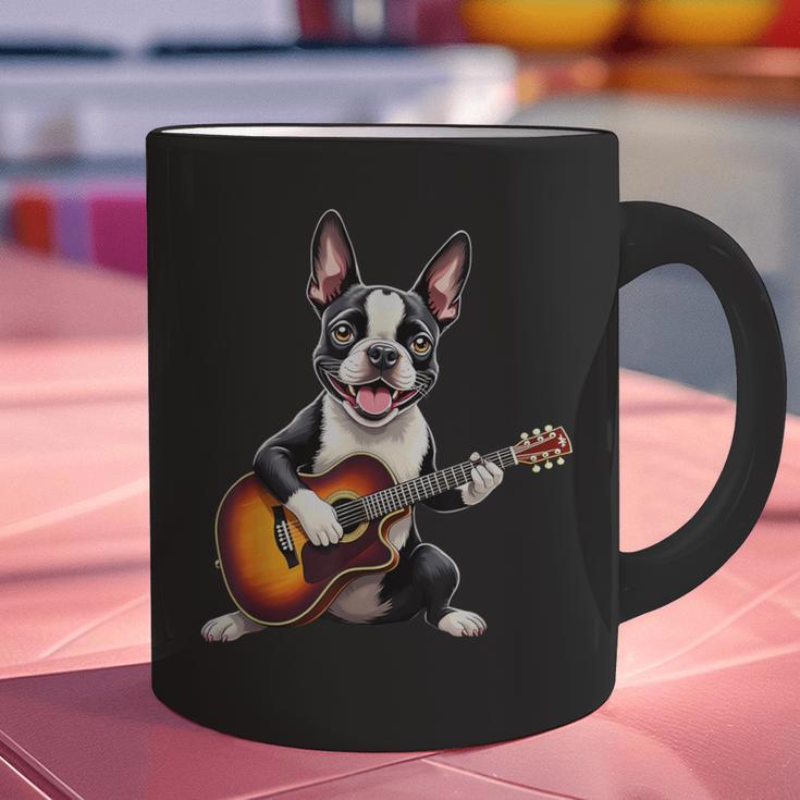 Boston Terrier Playing Guitar Boston Terrier Graphic Print Coffee Mug, gift for family, gift for coworker