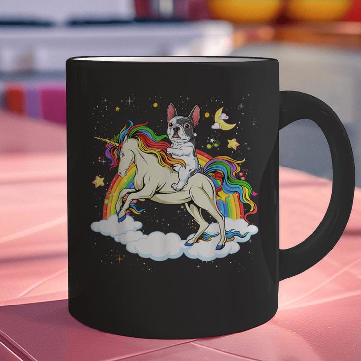 Boston Terrier Riding Unicorn Boys Girls Kids Rainbow Graphic Print Coffee Mug, Boston Terrier Riding Mugs, gift for family, gift for coworker
