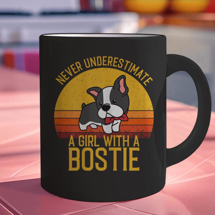 Boston Terrier Never Underestimate a Girl With a Bostie Graphic Print Coffee Mug, gift for family, gift for coworker