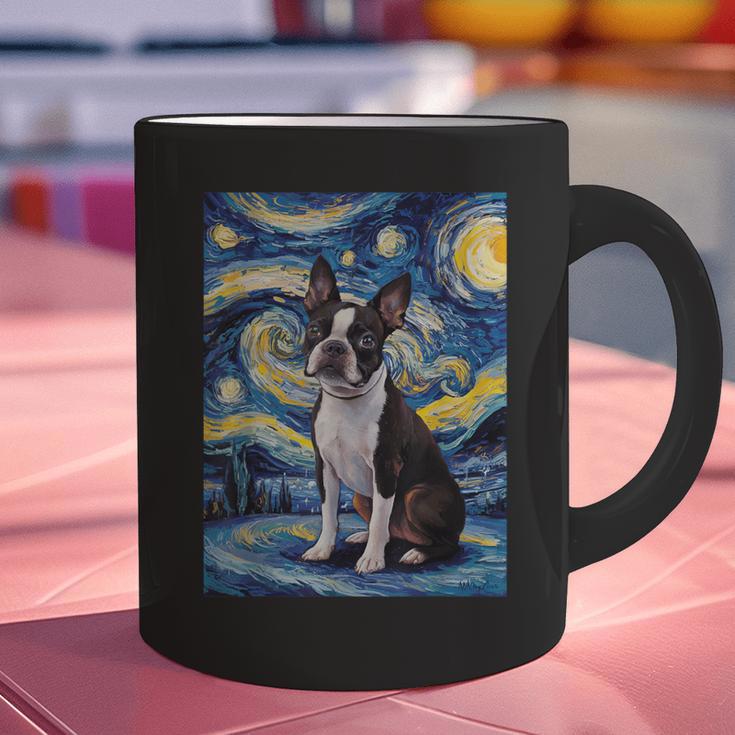 Boston Terrier Van Gogh Starry Night Graphic Print Coffee Mug, gift for family, gift for coworker