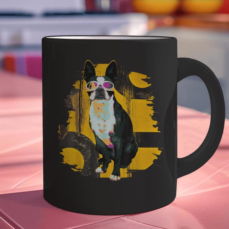 Boston Terrier s Mid-Century Modern Art s Street Grunge Graphic Print Coffee Mug, gift for family, gift for coworker