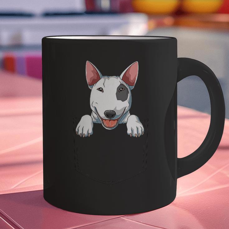 Bull Terrier Pocket Bull Terrier Peeking Out Pocket Graphic Print Coffee Mug, gift for family, gift for coworker