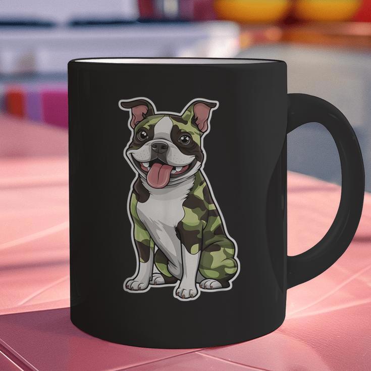 Camo Boston Terrier Pet Owner Camouflage Dog Lover Graphic Print Coffee Mug, gift for family, gift for coworker