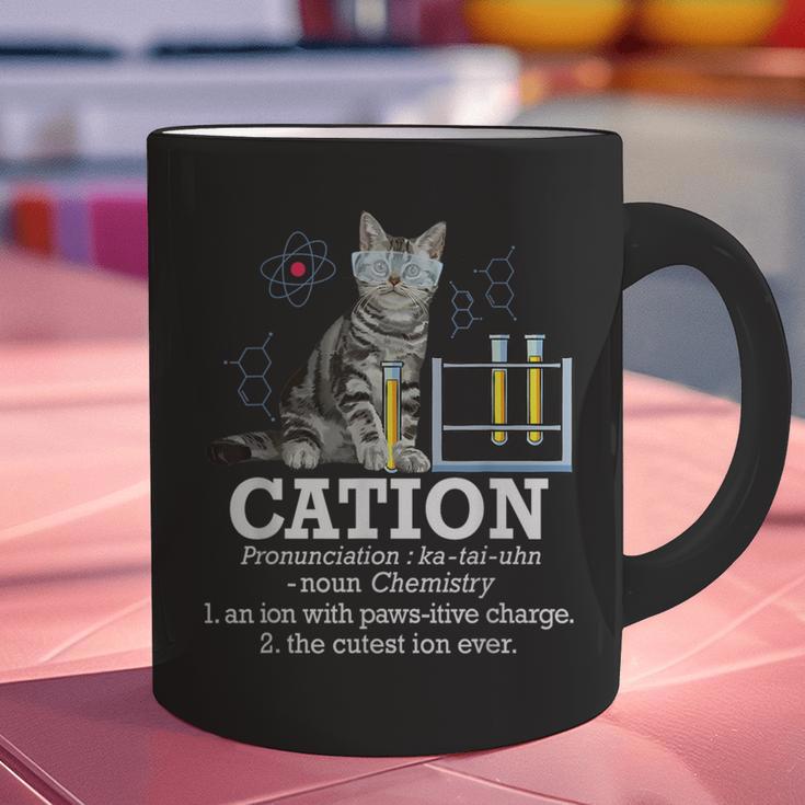 Cation Chemistry Humor Science Teacher Cat Pun Graphic Print Coffee Mug, Science Teacher Mugs, gift for family, gift for coworker