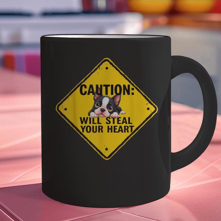 Caution Sign Boston Terrier Dog Bostie Puppy Graphic Print Coffee Mug, gift for family, gift for coworker