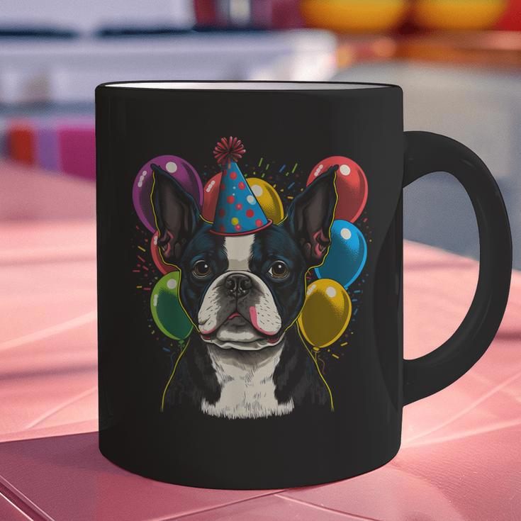 Celebration Event Birthday Party Boston Terrier Graphic Print Coffee Mug, gift for family, gift for coworker